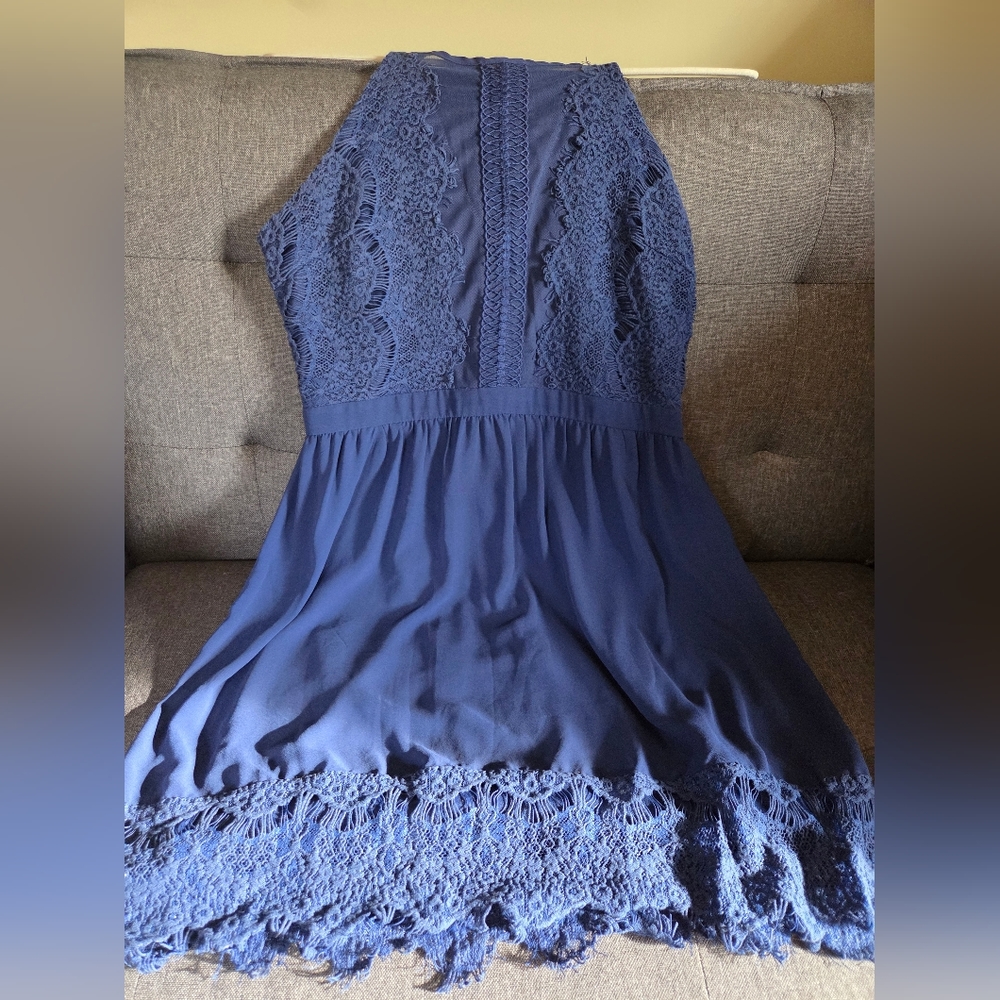 Francheska Blue Halter Lace Dress